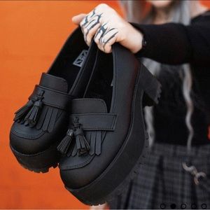 NWOT T.U.K. Matte Black Platform Loafers